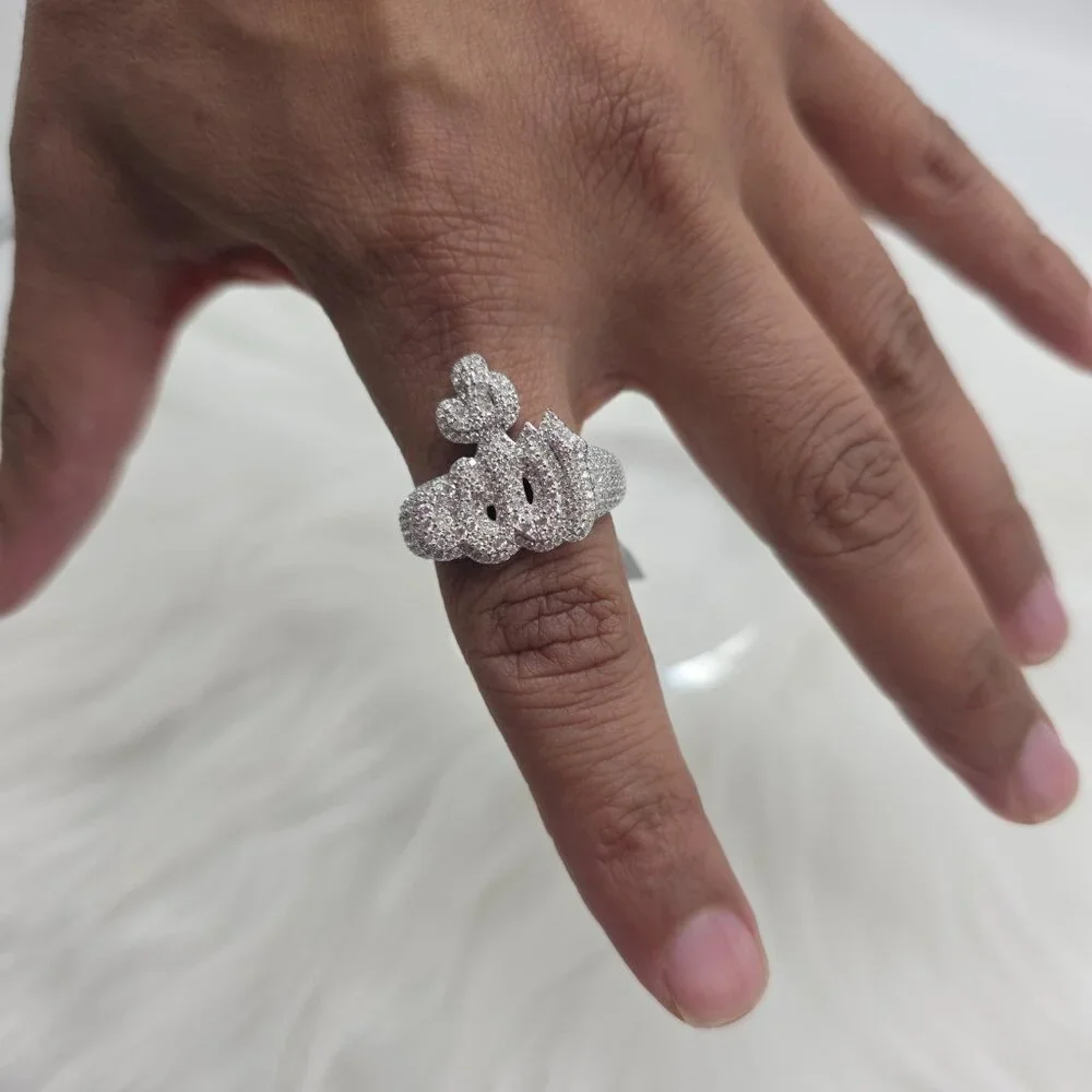 Allah Ring - 4ct Solid 925 Sterling Silver Iced out VVS D Moissanite Size 12